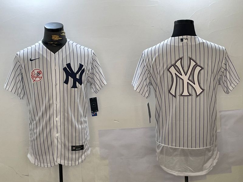 Men New York Yankees Blank White stripe Elite 2024 Nike MLB Jersey style 101616